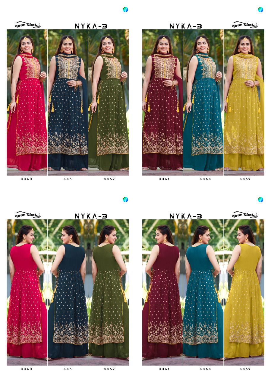 Your choice Nykaa 3 Heavy Nayra Cut Wholesale Wedding Salwar Suits 